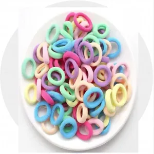 Colorful elastic hair ties for kids, mini seamless towel hair rings for daily use.