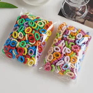 100Stk Bunte Kinder Haargummis Elastische Frottee Haargummis Weiche Schmerzfreie Haarbänder