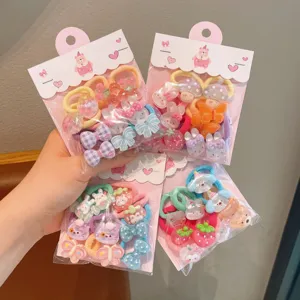 Cute Cartoon Animal Fruit Bowknot Hair Ties Set For Kids Resin Hair Accessories
