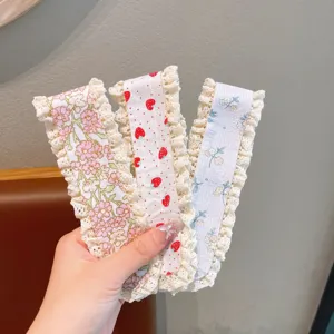 Kinder Stirnhaarbänder Spitze süß Blumen Erdbeere Haarspangen Pony Halter Zubehör 3Stk