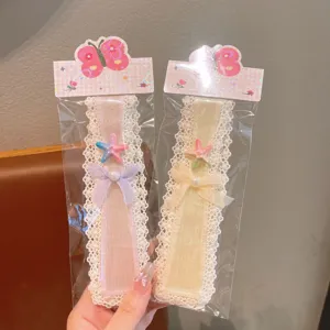 Cute lace bangs stickers for kids with starfish and bow design, perfect for daily styling.