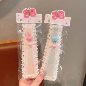 Kids bangs hair sticker lace cute bow hairgrip magic hair pad headband styling accessories