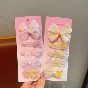 Kids cute shell mermaid bow hair clips set sweet girls hair accessories styling pin