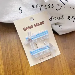 Pinzas para el pelo con lazo de diamantes de imitación de cuadros azules accesorios nuevo