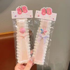 Children hair fringe velcro detail lace pink star shell hair band cute lovely hair accessory