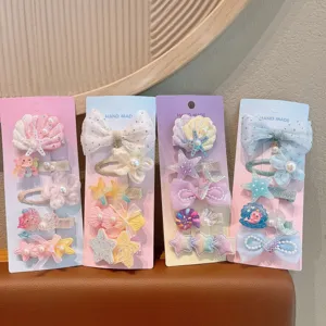 Kinder Meerjungfrau Muschel Haarspangen Set süße Perle Schleife Haarnadeln für Mädchen