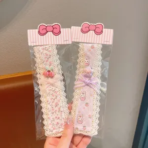 Children lace floral bangs patch hairband sweet pastoral style cute hair accessories detail