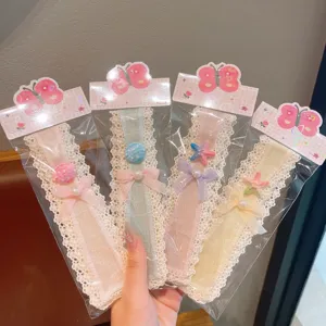 Children Lace Bangs Patch Hair Clips Set Cute Floral Bow Hair Accessories For Girls Daily Styling