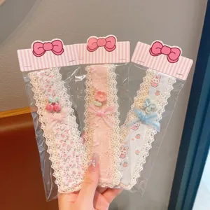 Cute floral lace kids bangs stickers sweet pastoral hairbands with lovely bows and cute charms for girls.