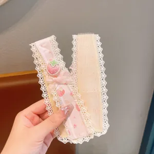 Kids cute lace floral fringe velcro hair band pastoral style sweet girls hair accessory