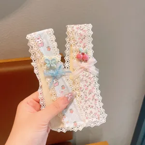 Girls cute floral lace fringe hair pads pastoral style hair accessory sweet daily wear detail