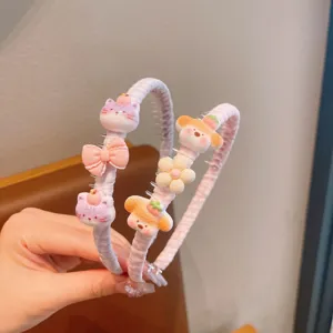 Joli serre-tête animal de dessin animé d'été pour enfants bandeau en tissu doux pour filles