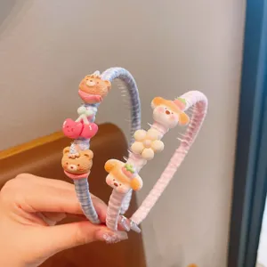 Joli cerceau à cheveux à carreaux ours cerise de dessin animé pour enfants accessoires
