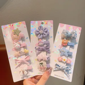 Kids hair clips set cute cartoon bow flower hairpins sweet hair accessories for girls detail