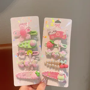 Set di graziosi fermagli per capelli per bambini mollette floreali con cartoni animati