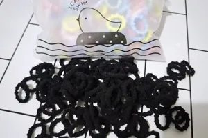Black hair ties for girls kids elastic rubber bands hair accessories bulk pack daily styling ponytail holder