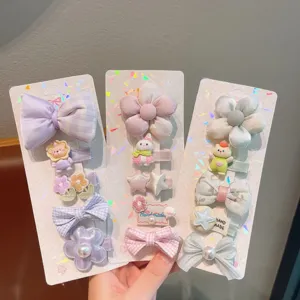 Joli ensemble de pinces à cheveux dessin animé nœud carreaux accessoires cheveux fille