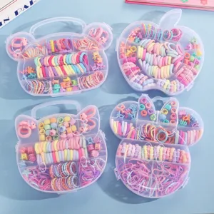 Kids Hair Accessories Set Cute Cartoon Storage Box Elastic Hair Bands Rubber Bands Hair Ropes For Girls