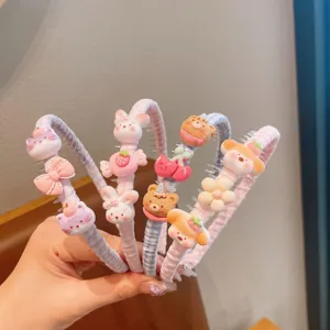 Jolis cerceaux à cheveux pour enfants avec breloques de dessin animé en résine, antidérapant, 4pcs.
