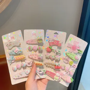 Set fermagli per capelli bambini simpatici resina fiore perla frangia becco d'anca forcine