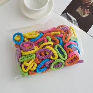 Colorful terry cloth hair scrunchies set in clear bag high elasticity thick hair bands for women