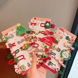 Children cute Christmas hair clips set holiday cartoon hair accessories for girls hair