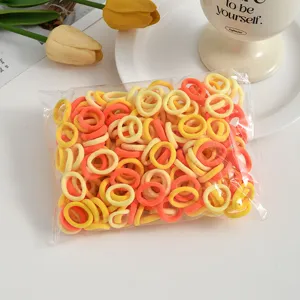 Mini elastic hair ties for kids, 2cm colorful seamless baby hair bands, soft small towel loops.