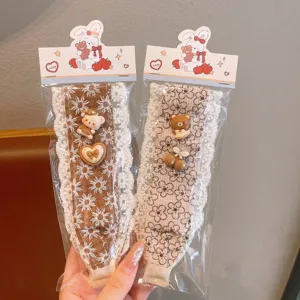 Cute lace hair band set with sweet bear pendants, perfect for bangs and daily styling accessories.