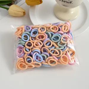 Colorful mini hair ties for kids, seamless elastic baby rubber bands in pastel mixed colors pack.