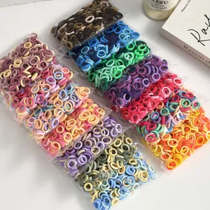 Colorful mini hair ties for kids, 2cm seamless elastic hair bands, gentle baby hair accessories.