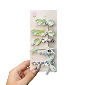 Dopamine hair clip set for women, cute pearl starfish shell hair clips, sweet hair accessories.