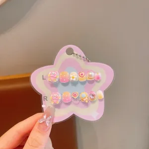 Kinder Cartoon künstliche Nägel süße 3D handgemachte Fake Nails mit Bären Design.