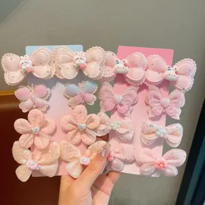 Ensemble de pinces à cheveux nœud rose enfants, jolis accessoires papillon et fleurs.