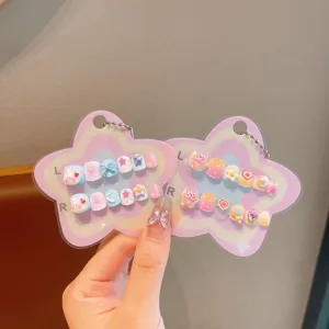 Kinder Cartoon Aufpressnägel abnehmbar 3D süße Accessoires künstliche Nägel handgemacht