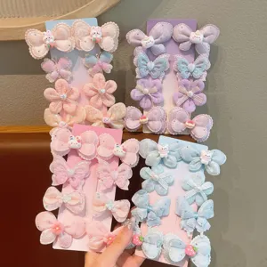Enfants mignon noeud pinces à cheveux ensemble, accessoires de cheveux colorés dégradés.