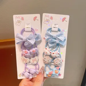 Cute children hair ties sweet bows hair accessories for girls baby rubber bands pairs