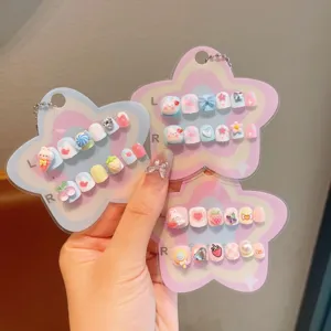 Süße kinder cartoon aufpressnägel 3d süßigkeiten stern design handgemachte künstliche nägel