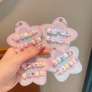 Kinder Cartoon Aufpressbare Nägel Süße Harz Kaninchen Bär Falsche Nagelkunst Set Kinder Handgefertigt Abnehmbare Acryl Nagelspitzen