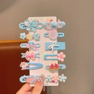 Süßes Cartoon Haarspangen Set für Kinder, blaue rosafarbene Entenschnabel Clips für Mädchen.