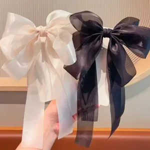 Extra grote strik haarklem met linten, elegante haarspang met strik voor dames en meisjes.