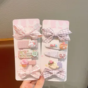 Korean style pink children hair clips cute bow duckbill hairpins sweet hair accessories