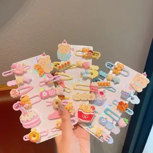 Dopamine cute cartoon hair clips set for kids, colorful sweet style duckbill hairpins.