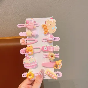 Cute dopamine cartoon hair clips set, sweet style side hairpins and duckbill clips for kids.