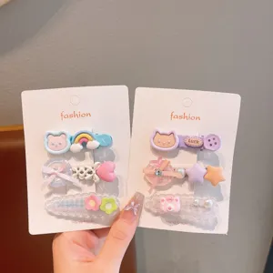 Bonito juego de pinzas para el pelo de niños macaron lindo clip lateral de dibujos animados para niñas