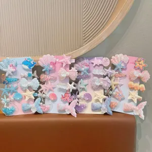 Cute cartoon ocean hair clips for kids, sweet starfish and jellyfish side clips for girls.