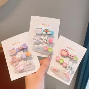 Lindas pinzas para el cabello color macaron para niños, horquillas de resina de dibujos animados.