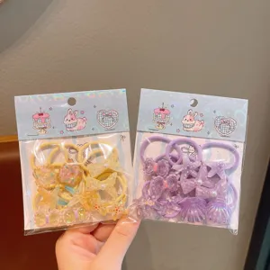 Cute cartoon hair ties set for kids, sweet rabbit starfish hair bands, lovely hair accessories.