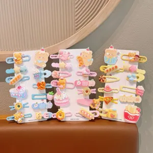 Cute dopamine hair clips set for kids, colorful cartoon duckbill clips for daily wear.