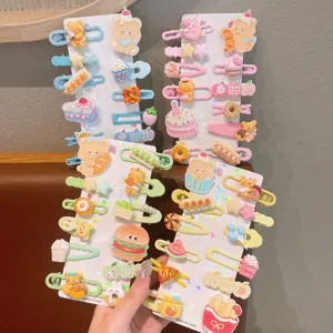 Children Cute Cartoon Hair Clips Set Plastic Duckbill Side Hairpins Cute Bear Fruit Hair Accessories For Girls
