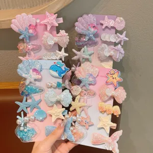 Cute ocean cartoon hair clips for children sweet side clips starfish hair accessories